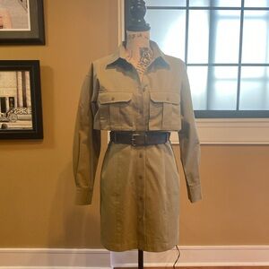 Steve Madden NWT Khaki Breast Pocket Button Down Dress. Sz Small
